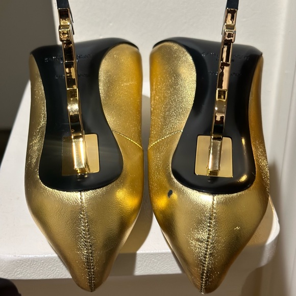Saint Laurent Opyum Pointed Toe Pumps in gold - Picture 5 of 8